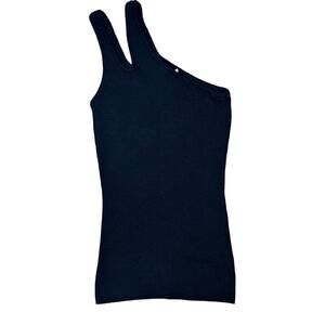 Autumn Cashmere NWT Women's Rib Knit Slash 1 Shoulder Tank Top XS Navy